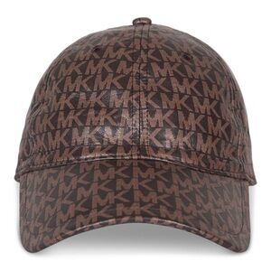 🧢 Michael Kors Printed Leather Baseball Cap | Chocolate Brown | NWT